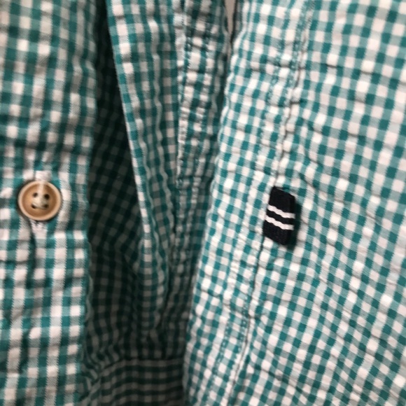 Nautica Men’s Gingham 100% Cotton US S Green & White Long Sleeve Button down - Picture 6 of 7